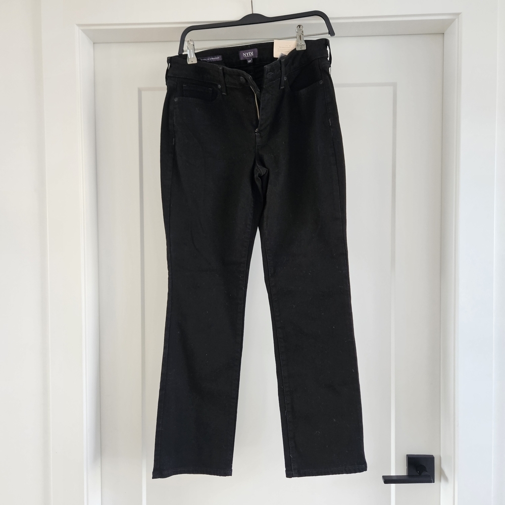 NYDJ Black Marilyn Straight Leg Women's Jeans Size 10 Petite